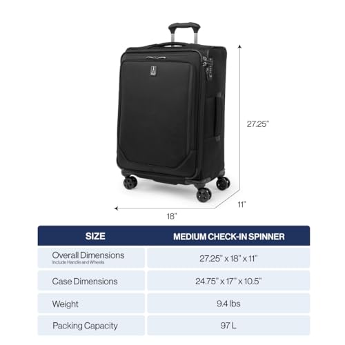 Travelpro Crew Classic Lightweight Softside Expandable Checked Luggage, 8 Wheel Spinner Suitcase, TSA Lock, Men and Women, Checked Large 29-Inch, Patriot Blue