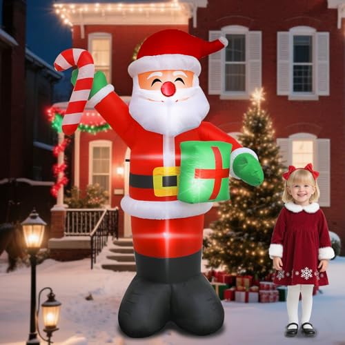 5 Ft Inflatable Snowman Christmas Outdoor Decoration Blow Up Snowman with Upgrade Rotating LED Lights for Holiday/Party/Xmas/Yard/Garden Decorations