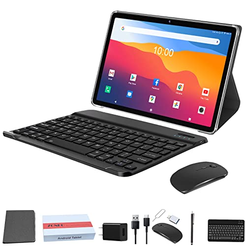 Tablet 10.1 Inch 128 Storage+1TB Expand 2 in 1 Android Tablets, Tablet with Keyboard Case Mouse, 5G Dual WiFi, GPS, Octa Core, HD Touchscreen,13MP Dual Camera, Bluetooth, 7000 mAh Battery -Silver