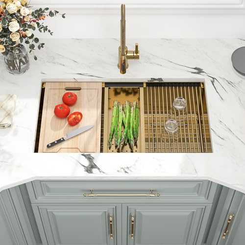 Kichae 12“ Deep Laundry Sink Undermount - 24 Inch Black Undermount Utility Sink Stainless Steel Single Bowl Under Counter Handmade Laundry Utility Room Basin