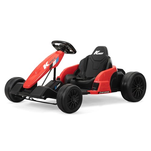TOBBI 24V Go Kart Electric Drift Kart for Kids 4-16 Year, Ride on Car, 8 MPH Battery Powered Crazy Cart for Kids, Electric Ride On Car with Protective Suit, Safety Belt, Music, Horn, LED Light, USB