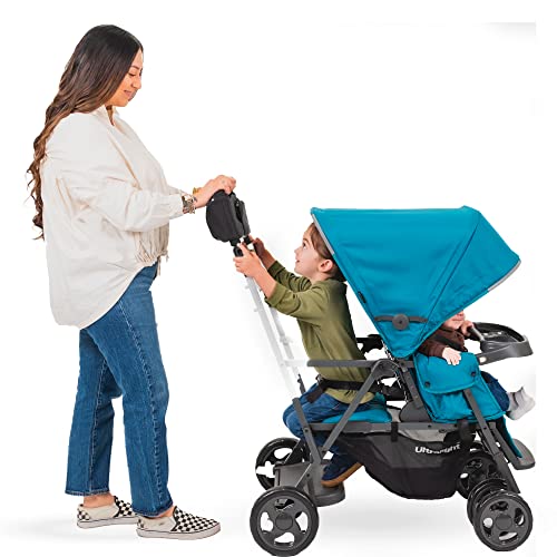Joovy Caboose Ultralight Sit and Stand Double Stroller with Rear Bench and Standing Platform, 3-Way Reclining Seats, Optional Rear Seat, and Universal Car Seat Adapter (Black)