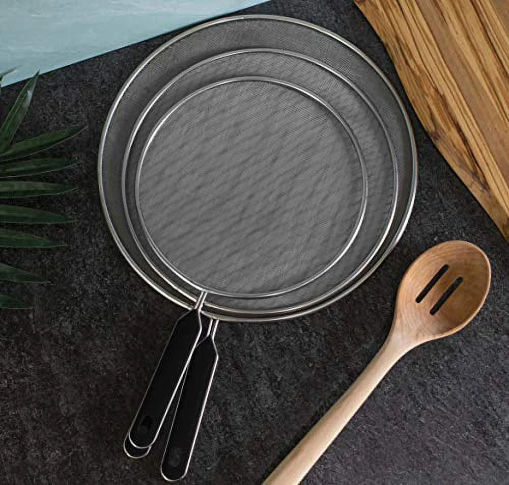 Grease Splatter Screen For Frying Pan Cooking - Stainless Steel Splatter Guard Set of 3-8