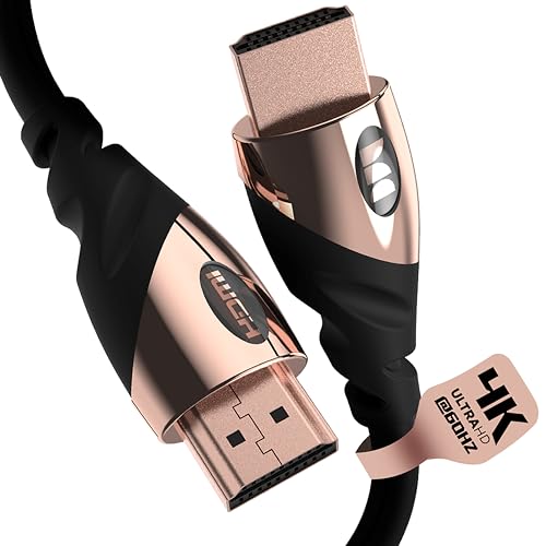 Monster Rose Gold HDMI Cable 4K Ultra HD — Xbox Series X, PlayStation 5, Nintendo, Apple TV HDMI Cable — 24K Gold Contacts, High Speed 21 Gbps, 60/120 Hz, Duraflex Coating(6 FT)