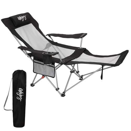 #WEJOY 2-in-1 Reclining Camping Chair with Footrest for Adults Folding Lounge Chair with Adjustable Backrest Lightweight Camping Chairs Heavy Duty Camp Chairs for Outdoor