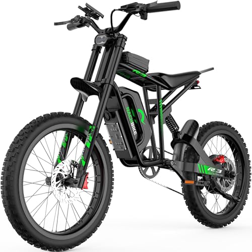 50MPH/40MPH Electric Bike for Adults, 4000W/6000W Electric Dirt Bike with 60V25Ah Battery, Max 50Miles, Dual Hydraulic Brake, Full Suspensions Ebike for Teens, 19'' Motorcycle Tire