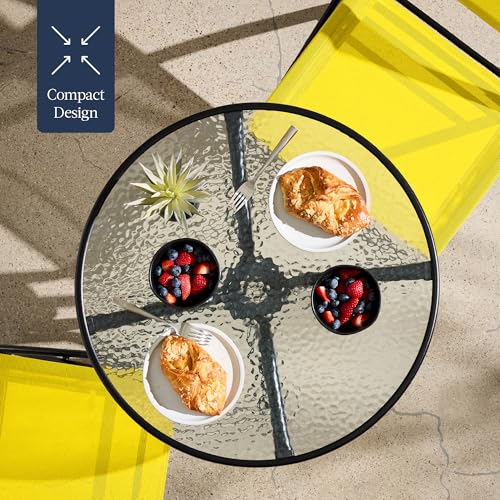 Best Choice Products 3-Piece Patio Bistro Dining Furniture Set w/Glass Tabletop, 2 Folding Chairs, Steel Frame, Polyester Fabric - Gray