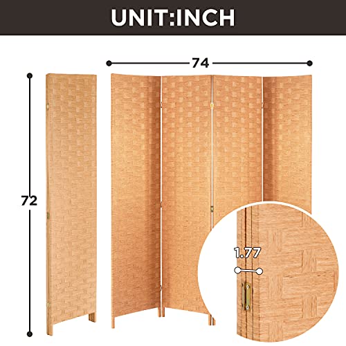 Wood Mesh Woven Design 4 Panel Folding Wooden Screen Room Divider