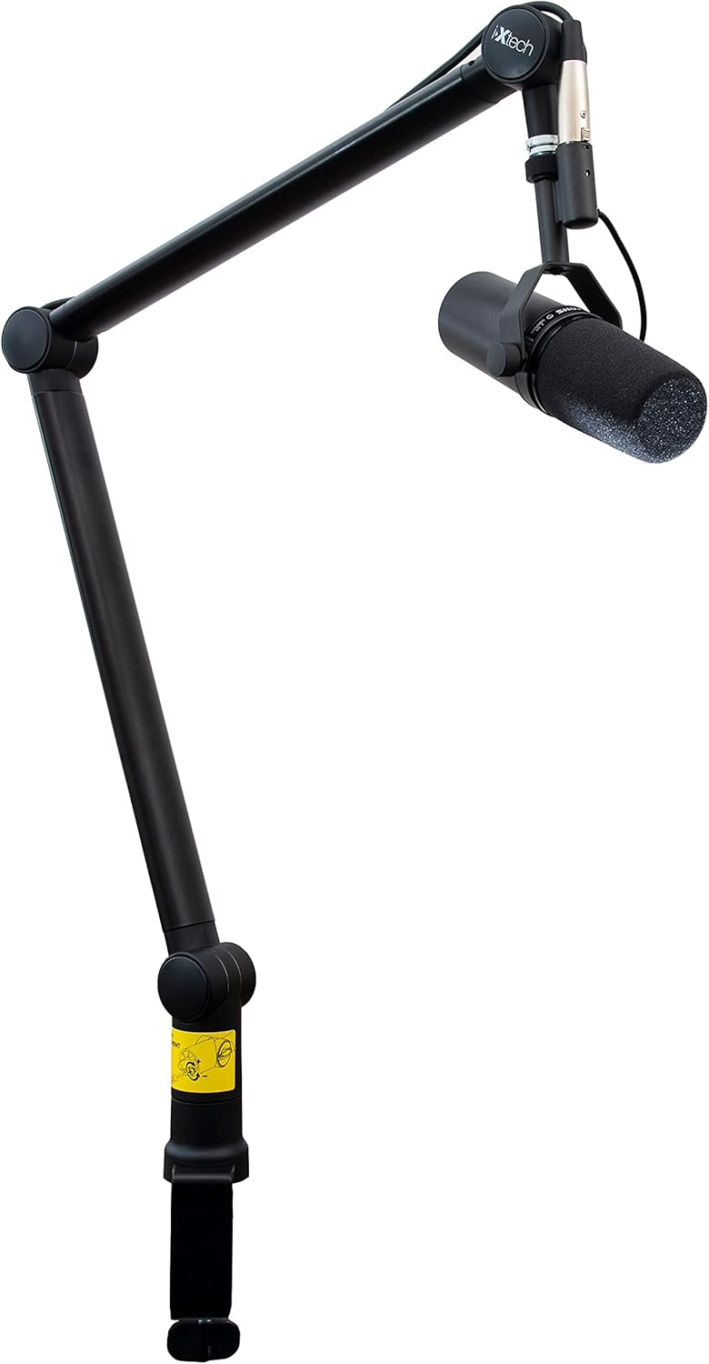IXTECH Boom Arm - Adjustable 360° Rotatable Microphone Arm - Sturdy Stainless Steel Mic Arm Desk, Table Stand - Foldable Scissor Arm - Stable Microphone Mount Arms for Radio Studio, Podcast, Gaming