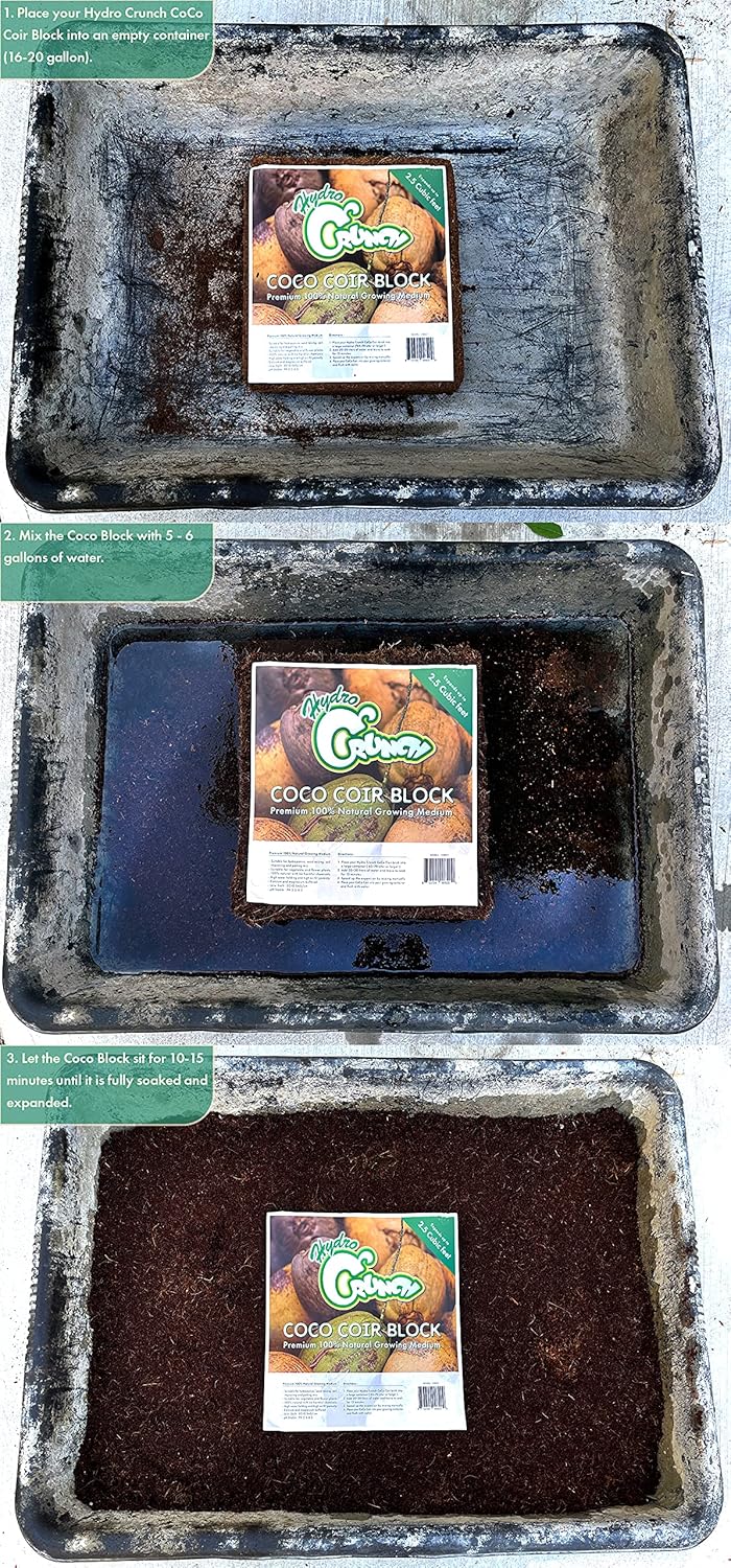 Hydro Crunch CB801-2PK Coco Coir Block 2.5 Cubic Ft Block (2-Pack), Brown