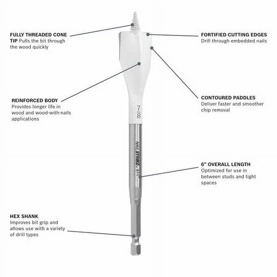 Bosch (#NS5003) 3 pc. Nail Strike Wood-Boring Spade Bit Set