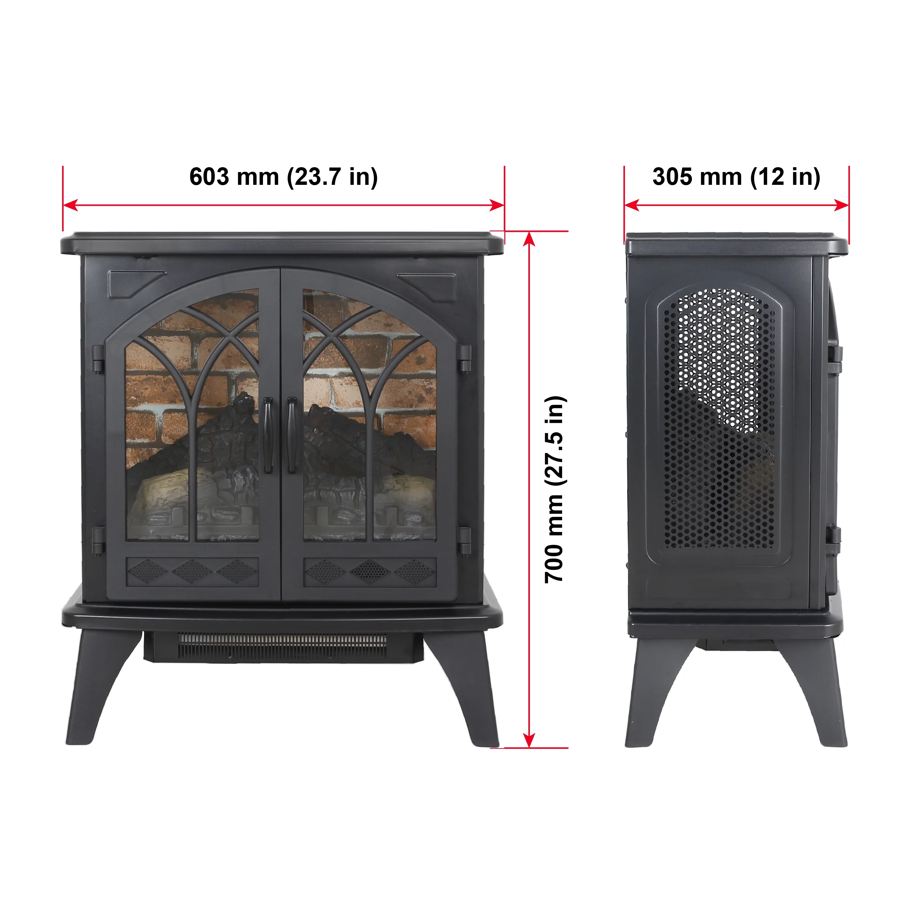 24 Inch 3D Infrared Electric Stove with Remote Control Projection Small Stove