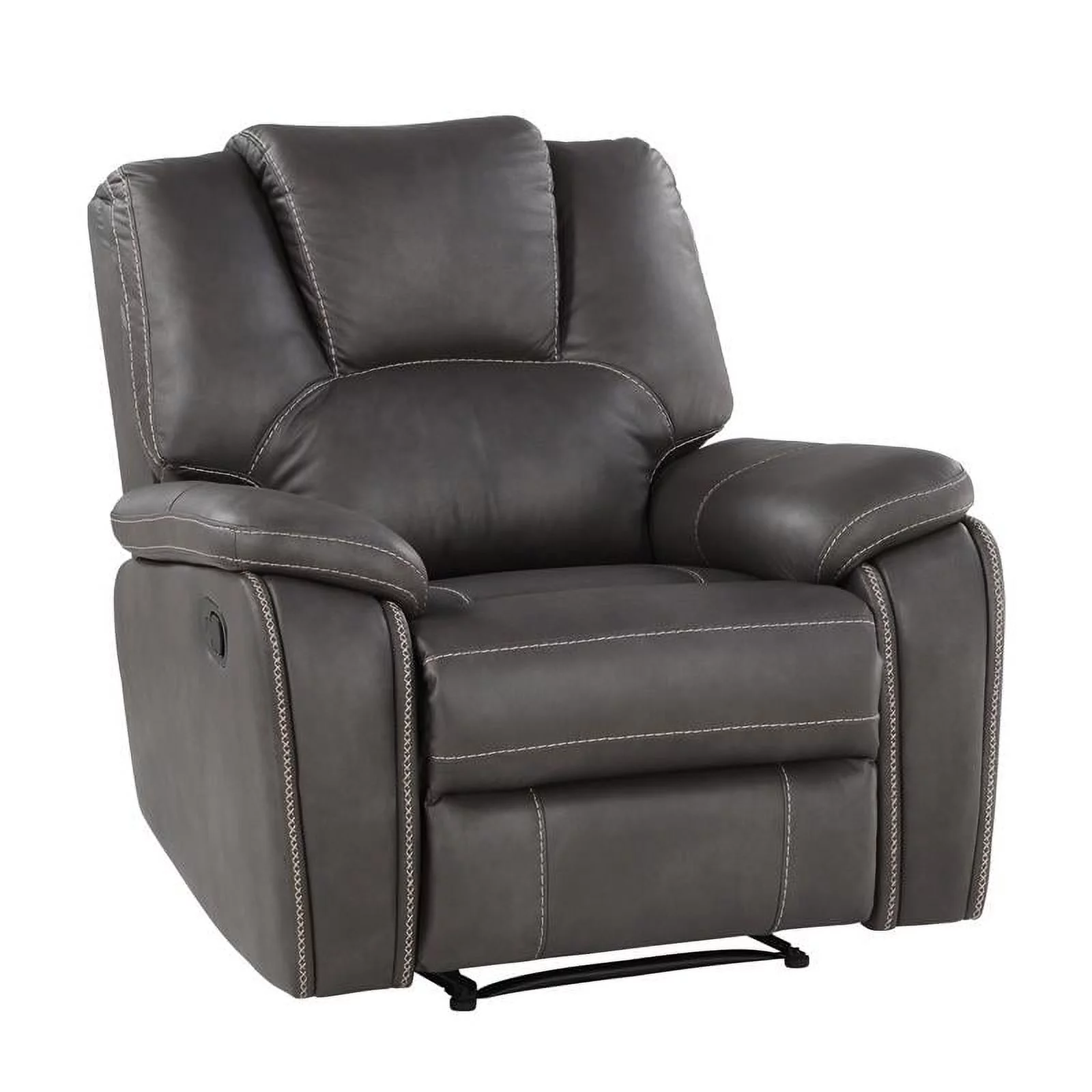 Bowery Hill Transitional Charcoal Gray Faux Leather Manual Recliner