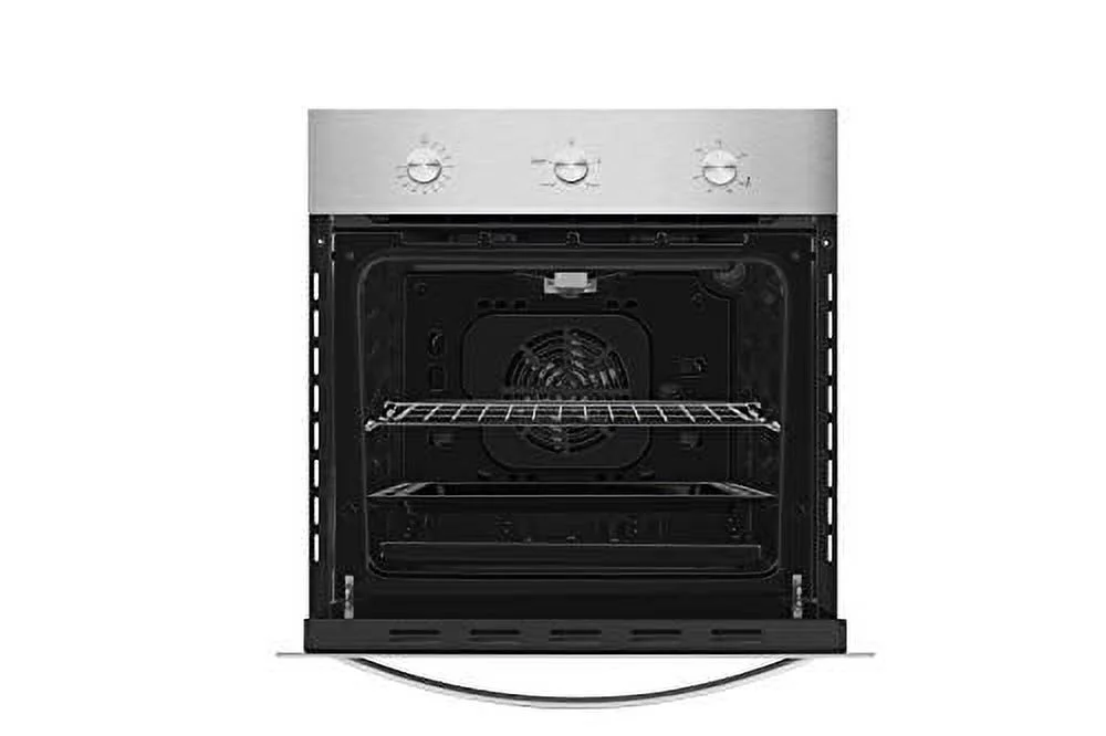 Empava 24 in. 2.3 cu. Ft. Single Gas Wall Oven Bake Broil Rotisserie Functions with Mechanical Controls-Built-in Timer-Convection Fan in Stainless Steel, Silver