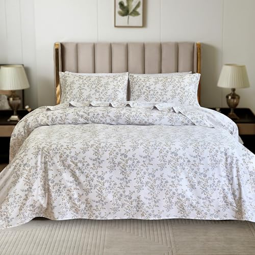 Elegant Comfort Ultra Soft 4-Piece 100% Turkish Cotton Flannel Sheet Set - Holiday Christmas Flannel Sheets, Warm and Cozy Premium Quality, Deep Pocket Fitted Sheet- Queen, Cozy Lodge