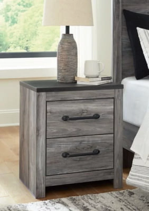 Signature Design by Ashley Contemporary Bronyan 2 Drawer Nightstand, Dark Gray