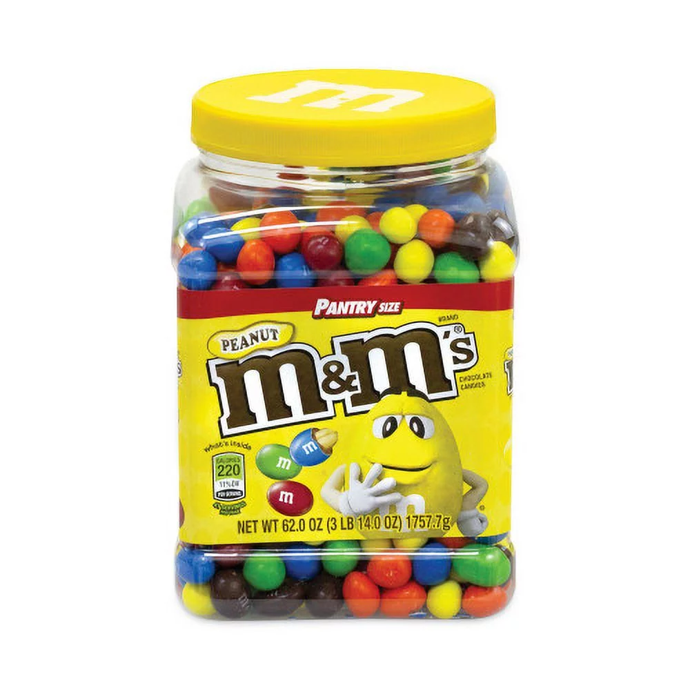 M&M's Milk Chocolate Peanut Candies, 62 oz Tub, Ships in 1-3 Business Days, Each