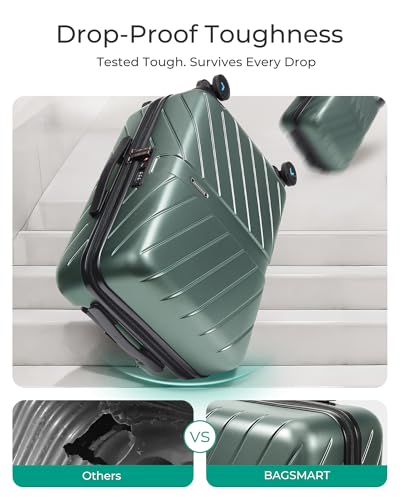 BAGSMART Carry On Luggage 22x14x9 Airline Approved With TSA Lock, 1OO% Polycarbonate Hardside Luggage with Spinner Wheels, Durable Hard Shell Carry On Suitcase 20 inch Black