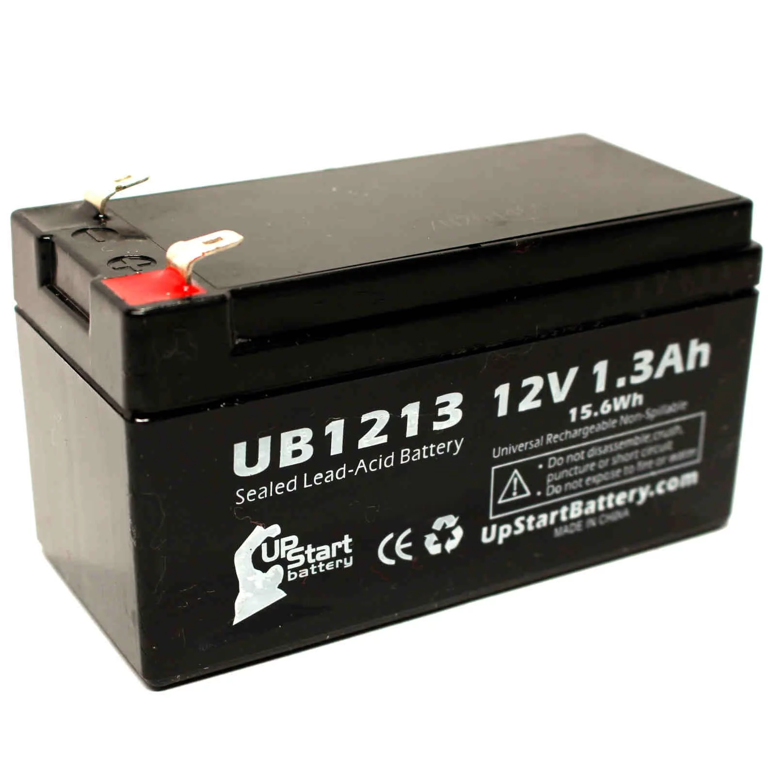 2x Pack - Compatible Bard Medical PCA 1 PUMP Battery - Replacement UB1213 Universal Sealed Lead Acid Battery (12V, 1.3Ah, 1300mAh, F1 Terminal, AGM, SLA) - Includes 4 F1 to F2 Terminal Adapters