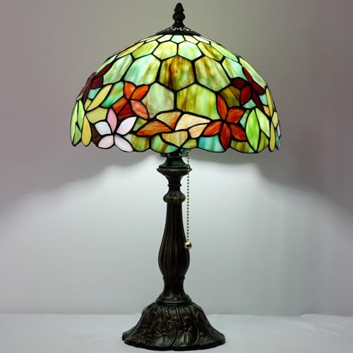 Tiffany Table Lamp Stained Glass Lamp 12X12X19 Inch Antique Reading Light (Sea Blue Pear)