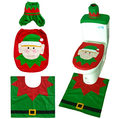 BESPORTBLE 3 Pcs Christmas Toilet Seat Cover and Rug Set Bathroom Decoration Set Toilet Mat Toilet Seat Lid Cover for Christmas Home Bathroom Decor