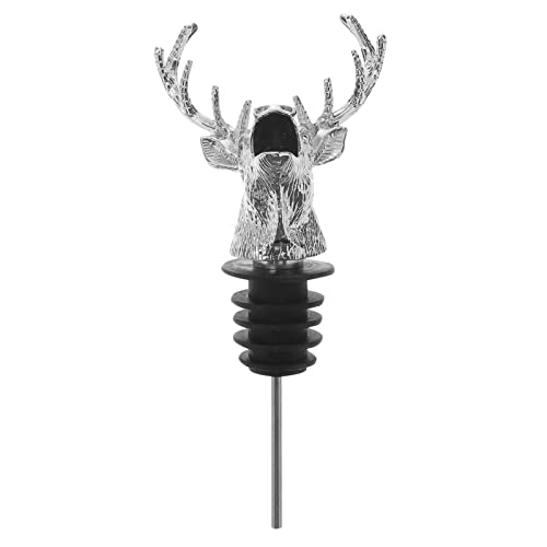 Kichvoe Deer Head Wine Pourer with Food Grade Silicone Stopper Zinc Alloy Bottle Pour Spout for Red White Wine Whiskey Bar Accessory