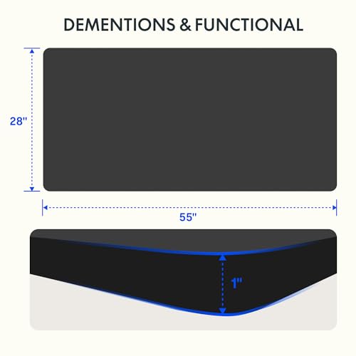 FLEXISPOT EN2 Whole-Piece Standing Desk with Clamp Power Strip, 55 x 28” Electric Stand Up Height Adjustable Desk with Cable Management (Black Frame + 55