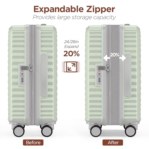 SHOWKOO Luggage Sets 3 Piece Hardside Expandable Suitcase with Double Spinner Wheels Tsa Lock, (Beige White, 5 piece set)