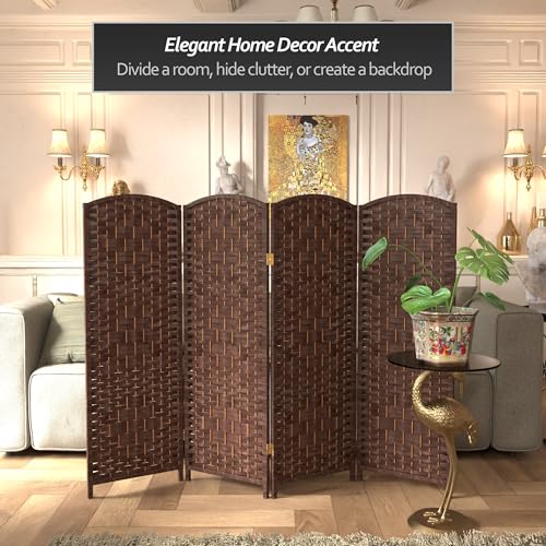 Red Lantern 4 ft. Short Diamond Weave Fiber Folding Screen - Black - 4 Panel