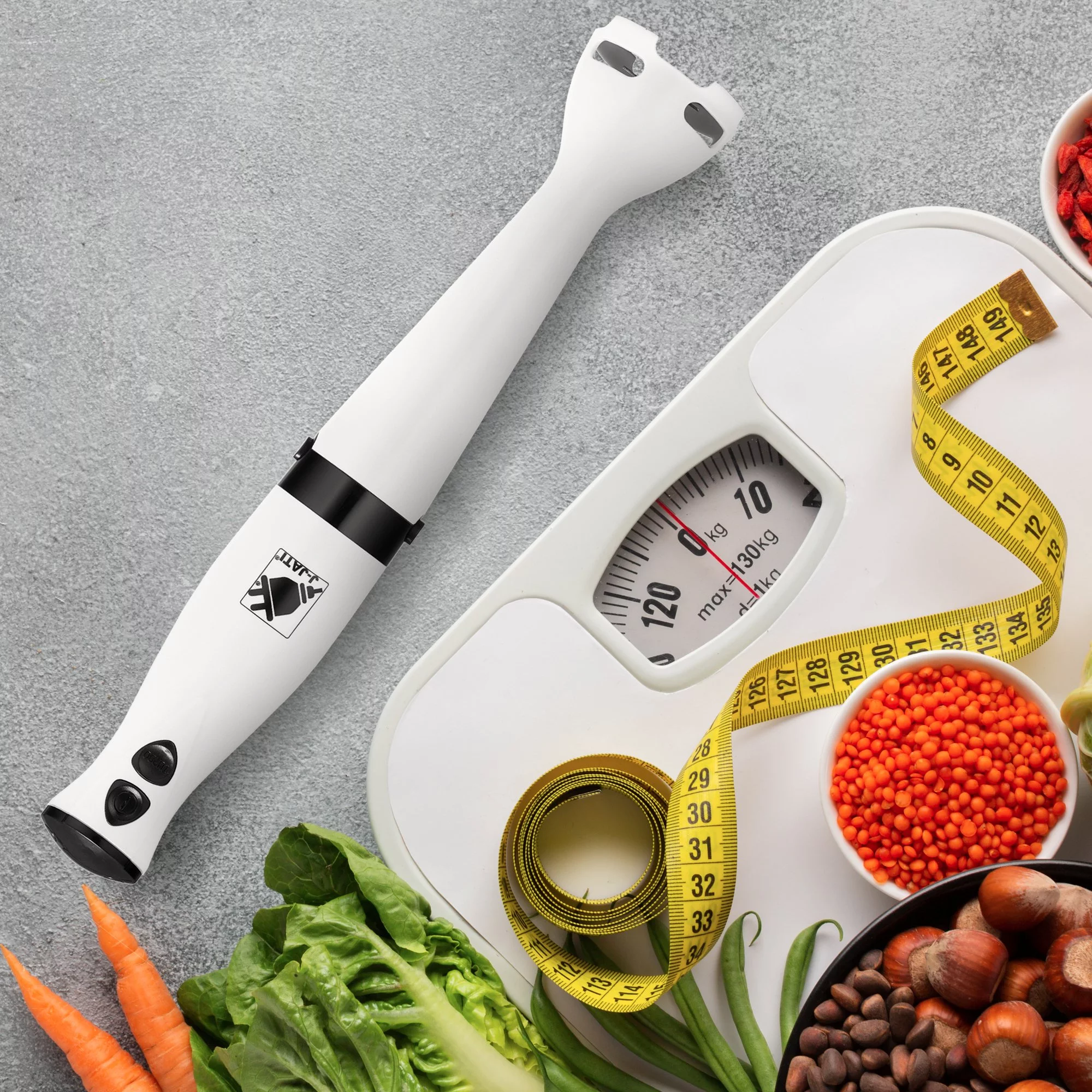 J-Jati BL812 300W Hand-Blender Stick Blender, White & Black