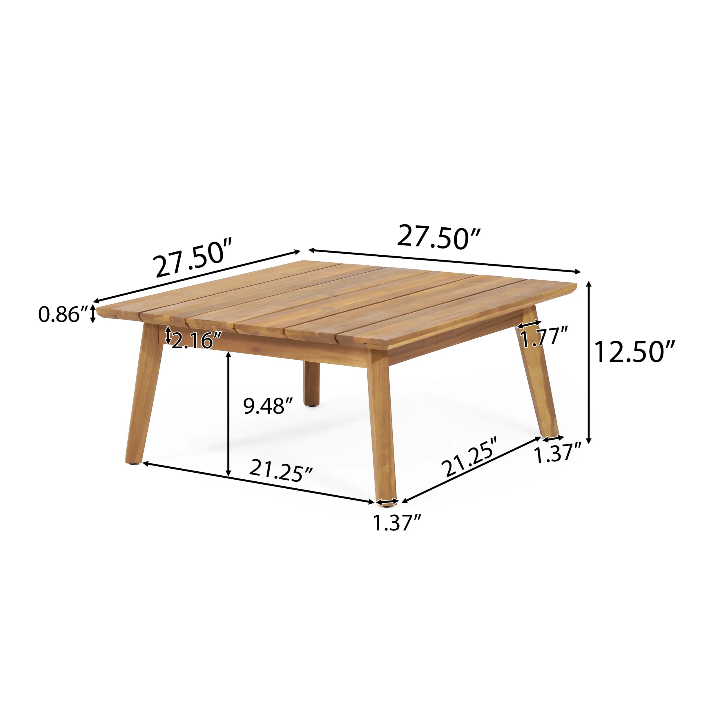 Rattler Acacia Wood Outdoor Coffee Table, Teak