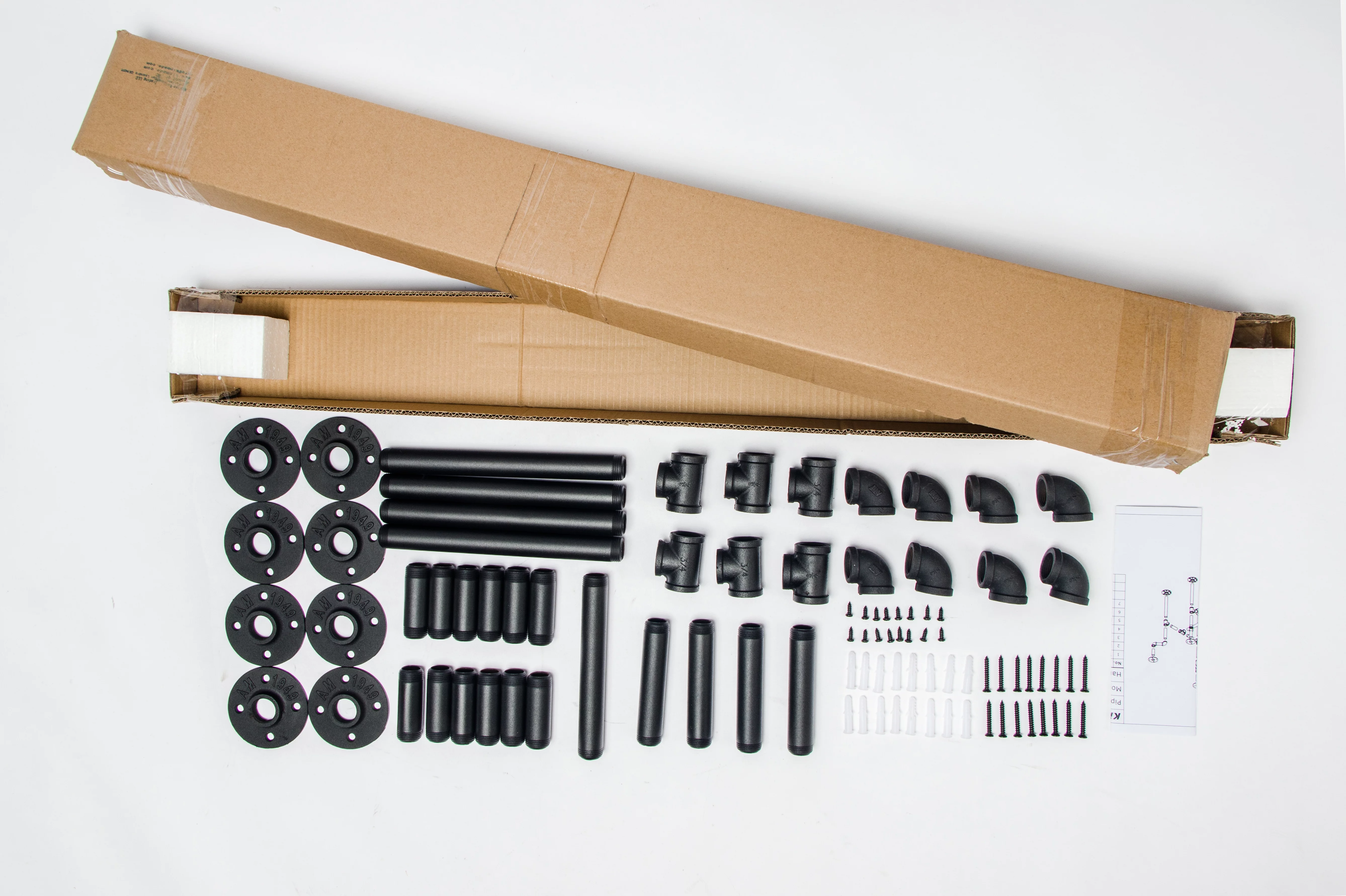 ATT Hardware Industrial DIY Black Iron Pipe Vintage Coffee Table Leg Set, Rustic End Table Base Kit(Table Top Not Included)