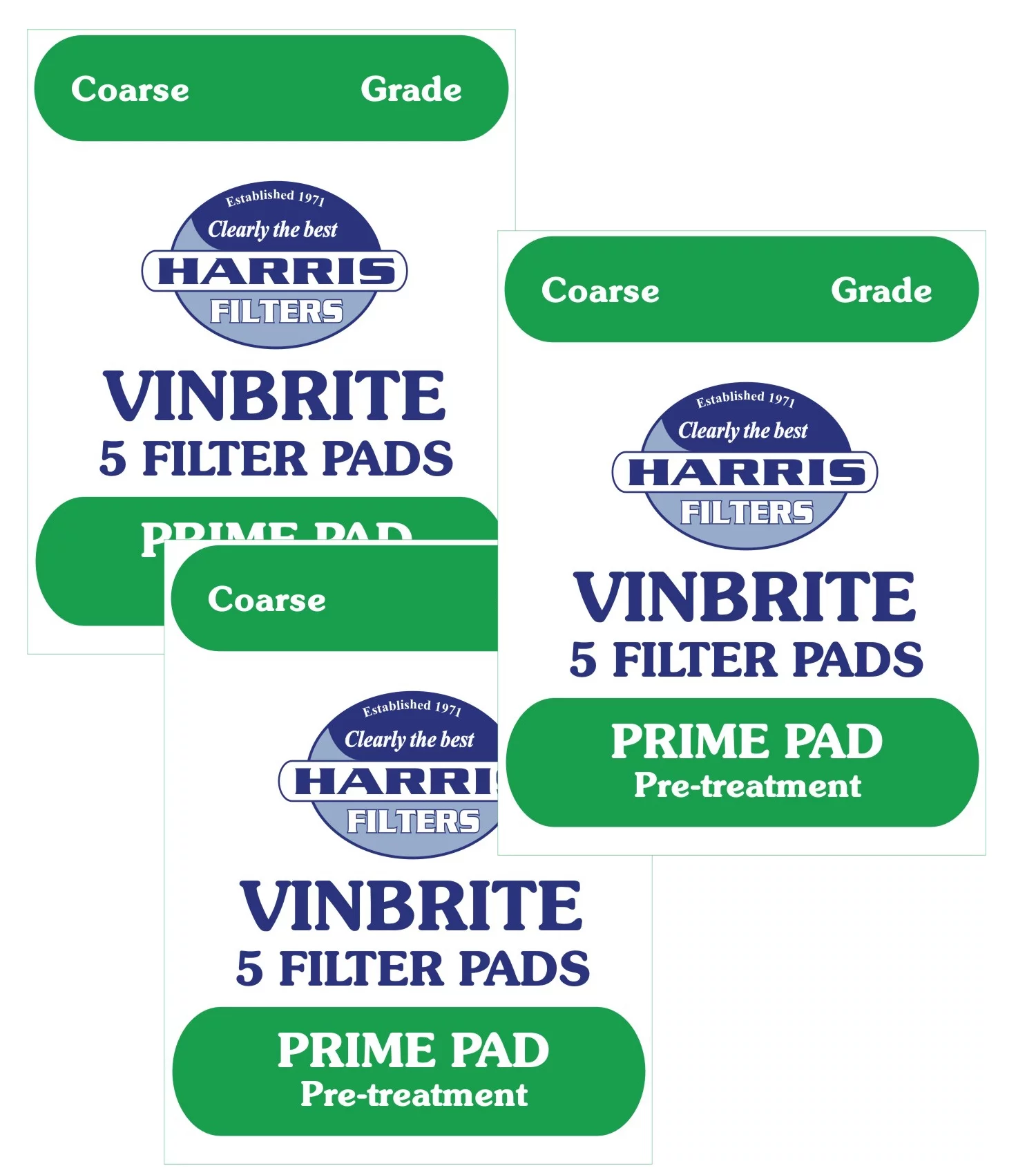 3x Harris Prime Pre-Filter Pads 5-pack Use with Harris Vinbrite MK3 Filter Kit