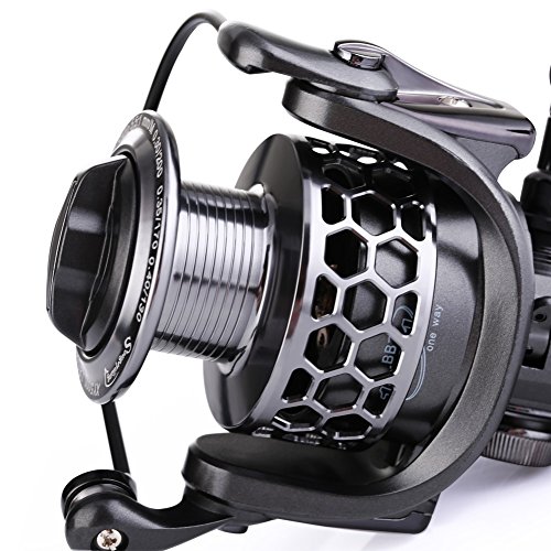 Sougayilang Fishing Reel 13+1BB Light Weight Ultra Smooth Aluminum Spinning Fishing Reel with Free Spare Graphite Spool