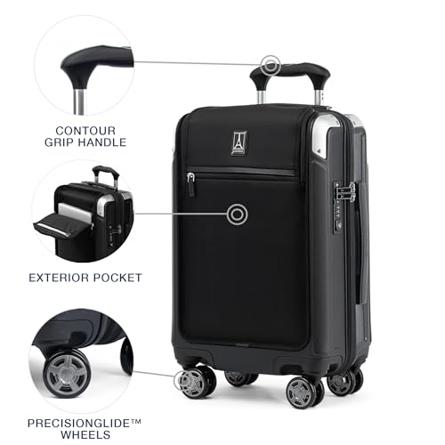 Travelpro Platinum Elite Hardside Expandable Carry on Luggage, 8 Wheel Spinner, TSA Lock, Hard Shell Polycarbonate Suitcase, Metallic Sand, Compact Carry on 20-Inch