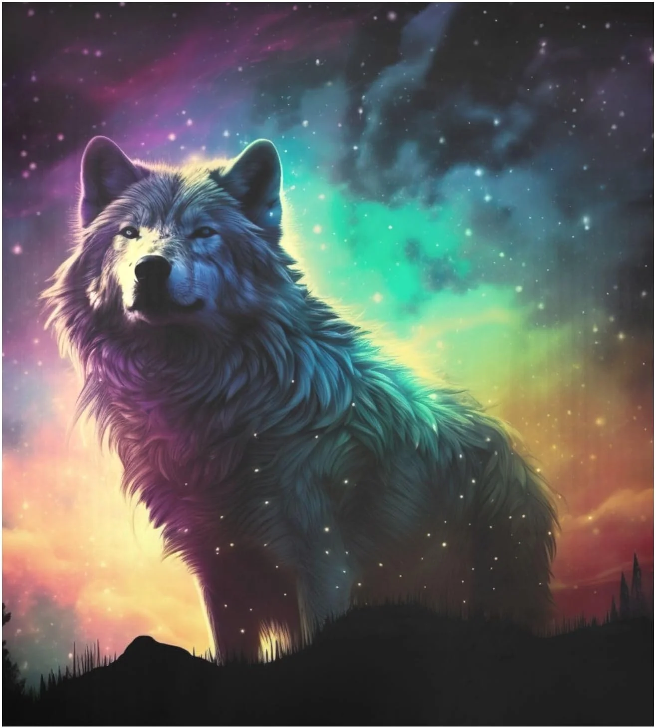 Coolnut Magnetic Dishwasher Stickers Starry Night Wolf Kitchen Dishwasher Cover Sticker, Panel Decal Home Cabinet Appliances Stickers 23in W x 26in H Home Decor