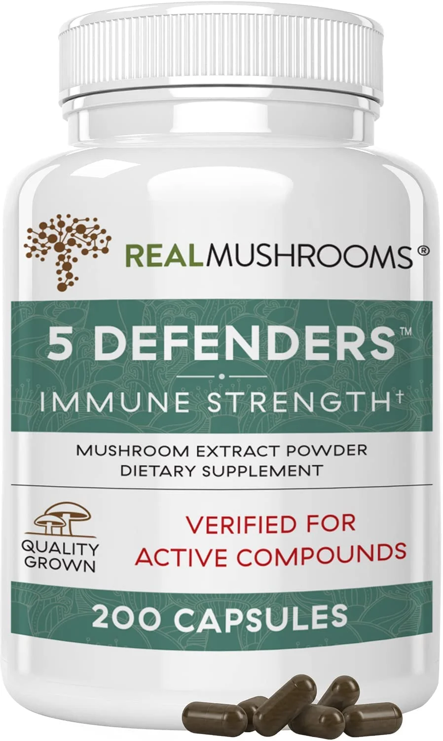 Real Mushrooms 5 Defenders Supplements for Immune Support (200)