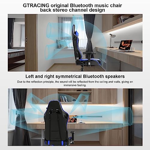 GTRACING Gaming Chair with Speakers Bluetooth Music Video Game Chair Audio Ergonomic Design Heavy Duty Office Computer Desk Chair (Black)
