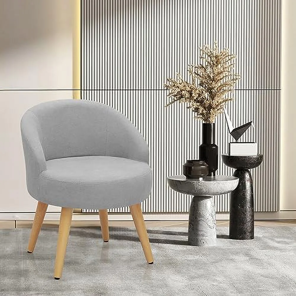 GEROBOOM SpaceSaving Vanity Stool Accent Chair Armchair Living Room Chair Leisure Chairs RongBOOMON Bathroom Seat Wood Legs Velvet Chair  Grey  Velvet