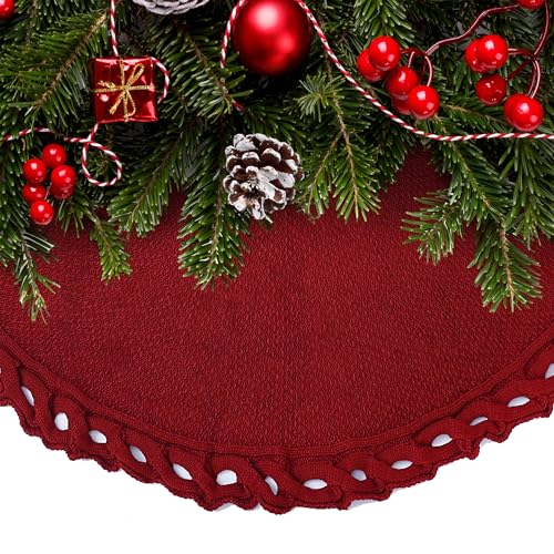 Mr. Pen- Christmas Tree Skirt 48 inches, Knitted Christmas Skirt Tree, Xmas Tree Skirt