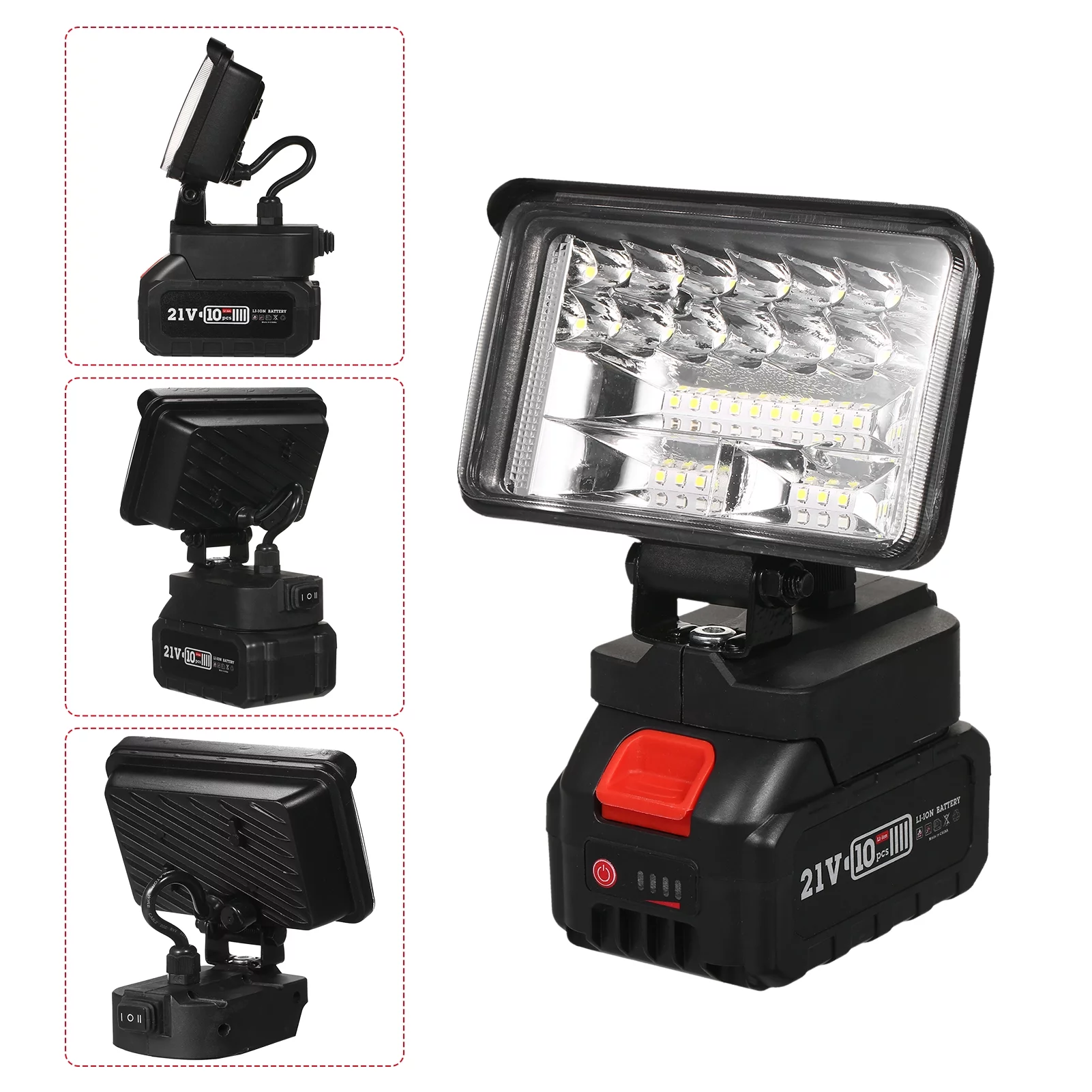 Walmeck Portable lamp,21V Lithium Batteries 4 Inch LED Rotation Portable Handheld Outdoor 180 LED Work Batteries Super Outdoor Work 21V Lithium Portable lamp SIUKE De ee Rotation lamp ERYUE 4 DALYNN