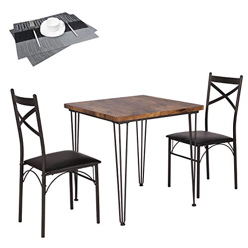 VECELO 5 Piece Dining Table Set for 4, Dinette with Chairs for Kitchen, Breakfast Nook, Small Space,Easy Assembly