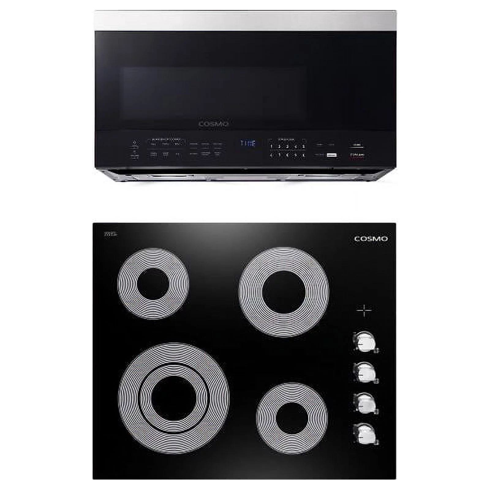 Cosmo 30 in. Drop-In Electric Ceramic Glass Cooktop & Microwave w/ Vent Fan Set