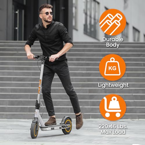 Hurtle Teenager Kick Scooter - 2 Wheel With Adjustable T-Bar Handlebar - Folding Adult With Alloy Anti-Slip Deck - 8