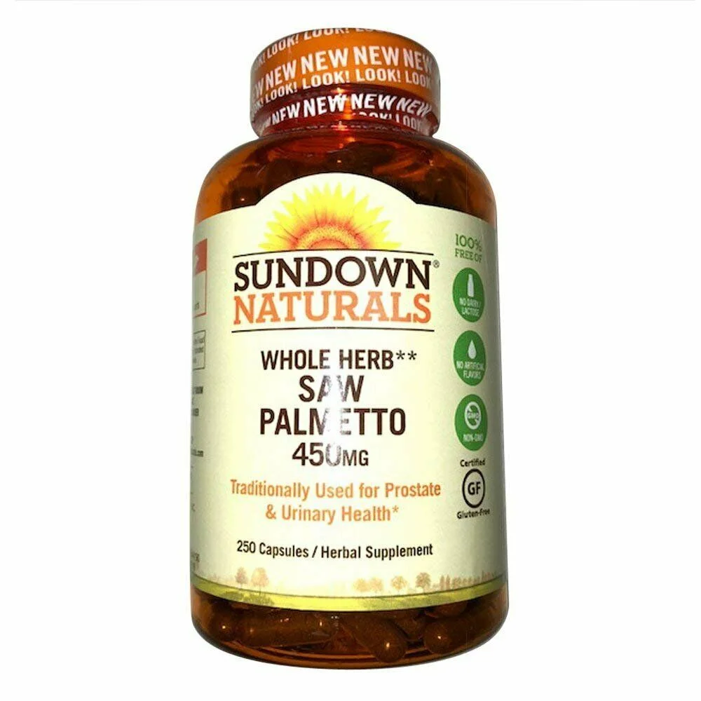 Sundown Saw Palmetto for Him Non-Gmo Clean Nutrition 450mg 250 ct, 4-Pack