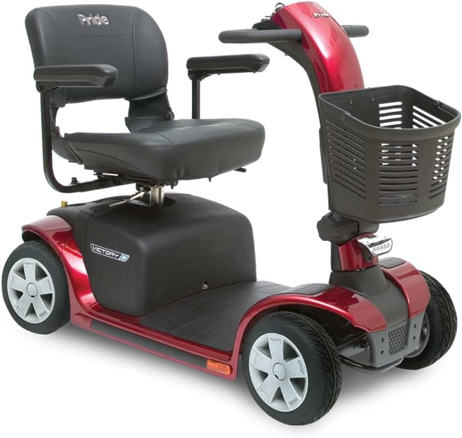 Pride Mobility Victory 9 4 Wheel SC709 Mobility Scooter, Candy Apple, Outdoor 4-Wheel Travel Electric Mobility Scooter for Adults, 300 lbs. WC, Up to 5.3 MPH, 13 Miles Range Per Charge