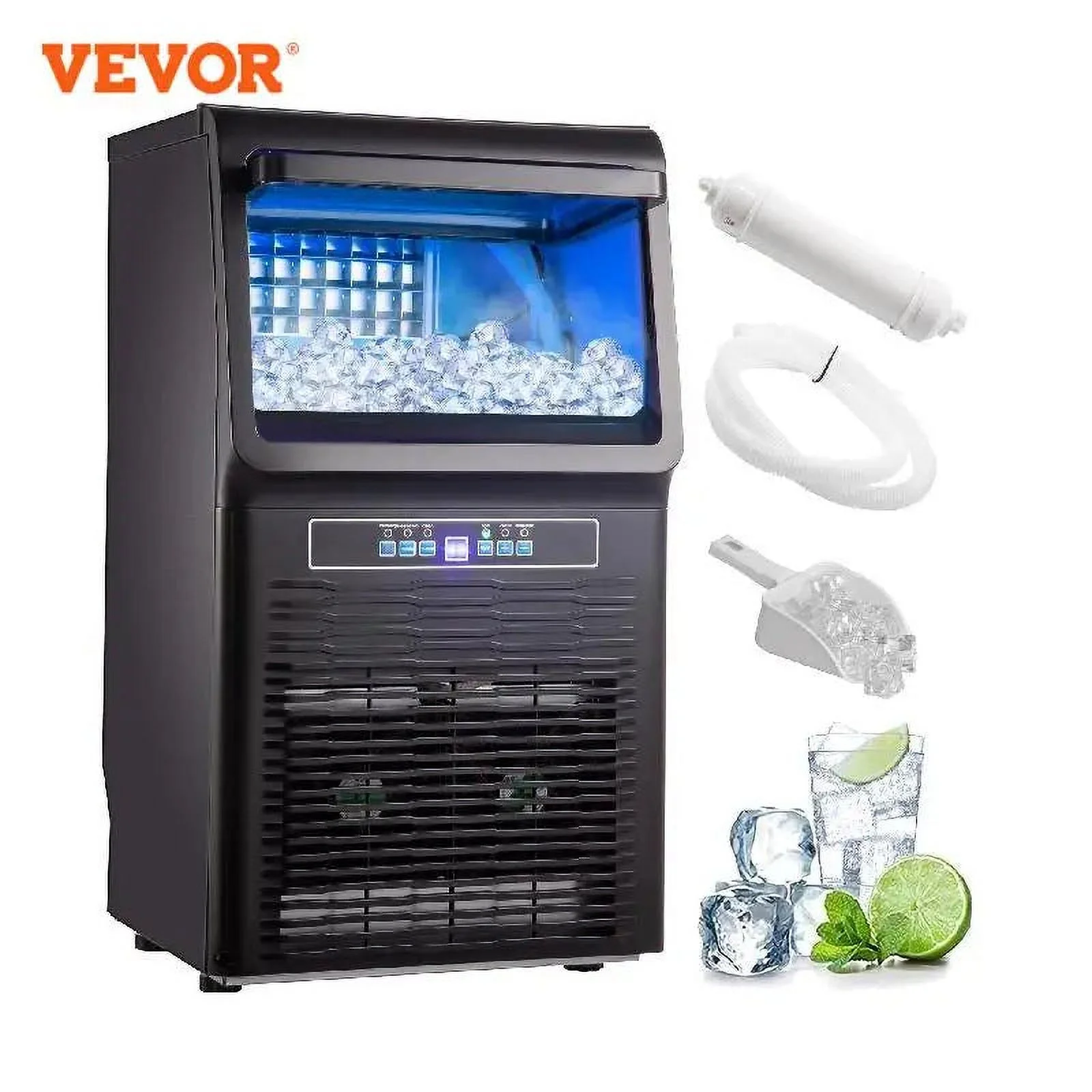 VEVOR Commercial Ice Maker 30KG/24H Countertop Automatic Built-in Cube Ice Generator 350W Electric Cooler Machine Home Appliance