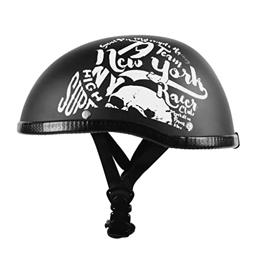 Low Profile Beanie Half Helmet, German Style Novelty Shell Skull Cap Helmet for Adults Men Women, DOT Approved Vintage Open Face Motorbike Helmet for Moped Chopper Scooter Helmet