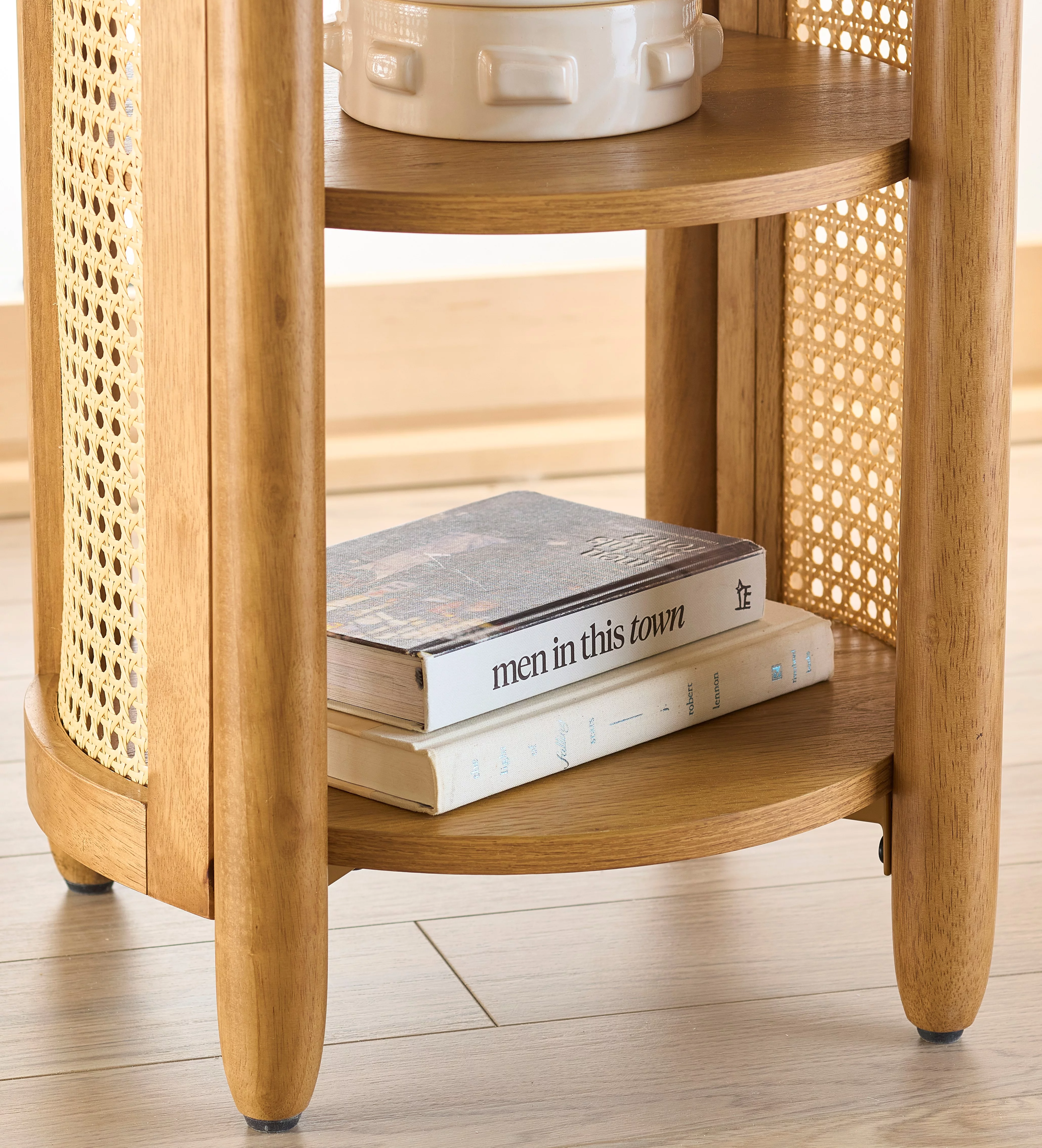 Better Homes & Gardens Springwood Caning Side Table, Light Honey Finish