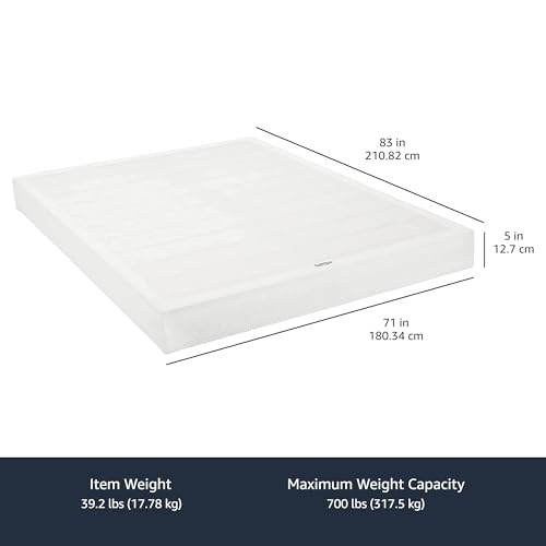 Amazon Basics Smart Box Spring Bed Base, 7-Inch Height Mattress Foundation, Tool-Free Easy Assembly, Queen, 79